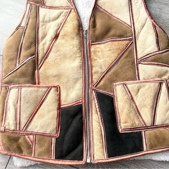 Vintage Handmade Genuine Sherpa Patchwork Vest - Picture 5 of 16